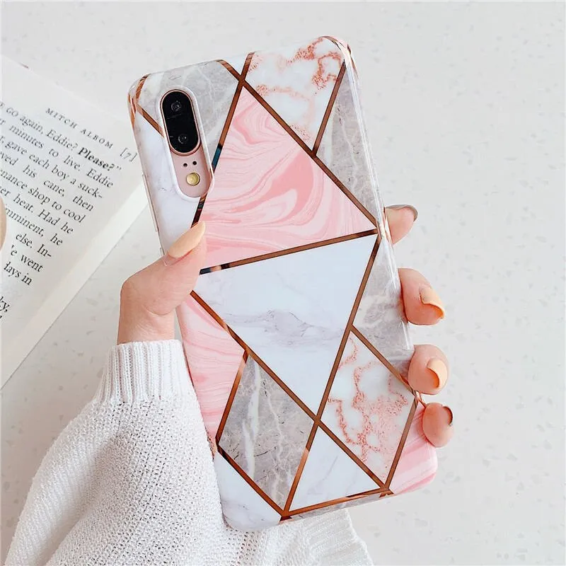 FLYKYLIN Ring Stand Case For Samsung Galaxy A50 A70 A40 Back Cover on Art Splice Marble Shell SKin Soft IMD Silicone Phone Coque