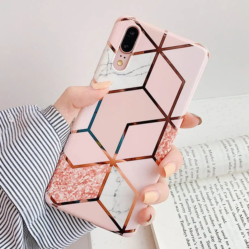 FLYKYLIN Ring Stand Case For Samsung Galaxy A50 A70 A40 Back Cover on Art Splice Marble Shell SKin Soft IMD Silicone Phone Coque