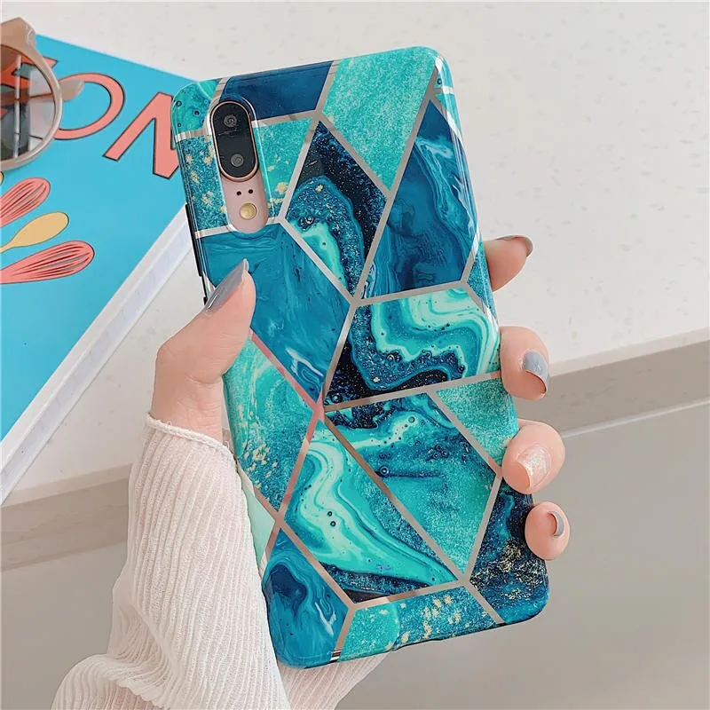 FLYKYLIN Ring Stand Case For Samsung Galaxy A50 A70 A40 Back Cover on Art Splice Marble Shell SKin Soft IMD Silicone Phone Coque