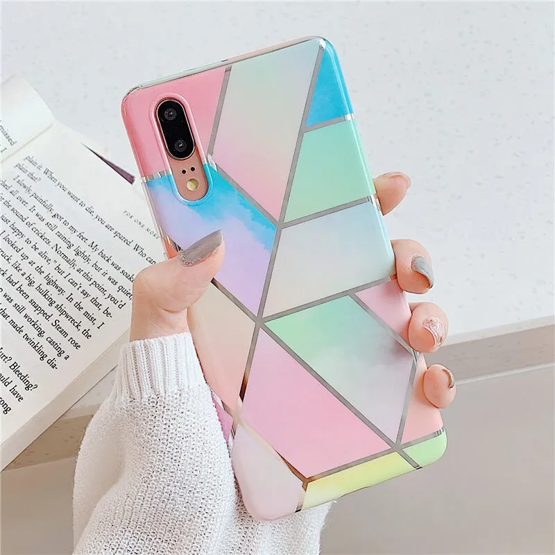 FLYKYLIN Ring Stand Case For Samsung Galaxy A50 A70 A40 Back Cover on Art Splice Marble Shell SKin Soft IMD Silicone Phone Coque