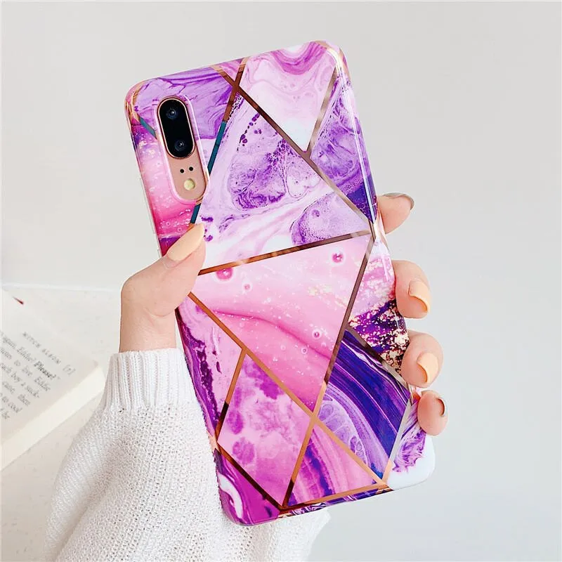 FLYKYLIN Ring Stand Case For Samsung Galaxy A50 A70 A40 Back Cover on Art Splice Marble Shell SKin Soft IMD Silicone Phone Coque