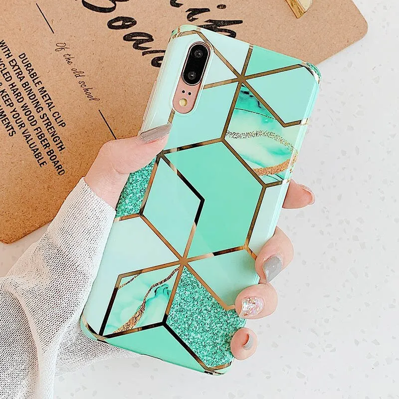 FLYKYLIN Ring Stand Case For Samsung Galaxy A50 A70 A40 Back Cover on Art Splice Marble Shell SKin Soft IMD Silicone Phone Coque