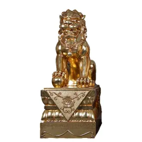 Foo Dog Male On Base Chinese Lion Statue