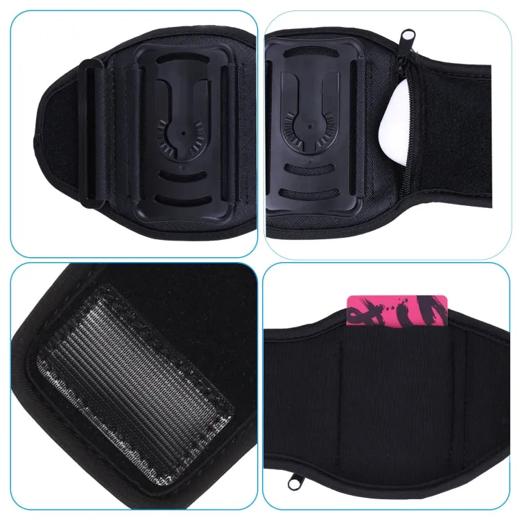 For 4.5-7 inch Phone Zipper Pocket Removable Rotating Arm Belt Bag Running Riding Phone Case(4 Claw Black)