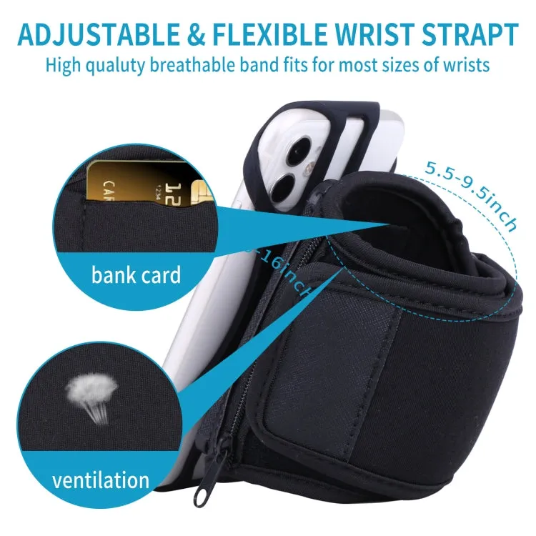 For 4.5-7 inch Phone Zipper Pocket Removable Rotating Arm Belt Bag Running Riding Phone Case(4 Claw Black)