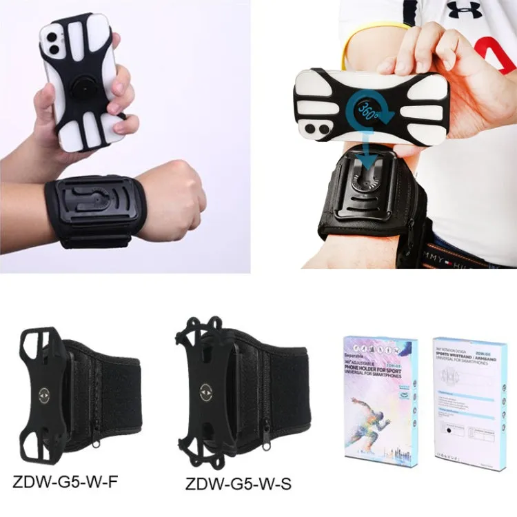 For 4.5-7 inch Phone Zipper Pocket Removable Rotating Arm Belt Bag Running Riding Phone Case(4 Claw Black)