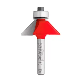 Freud 40-104 Chamfer Router Bit, 1-11/32 in Dia Cutter, 1/2 in L Cutting, 2-3/16 in OAL, 1/4 in Dia Shank, Carbide