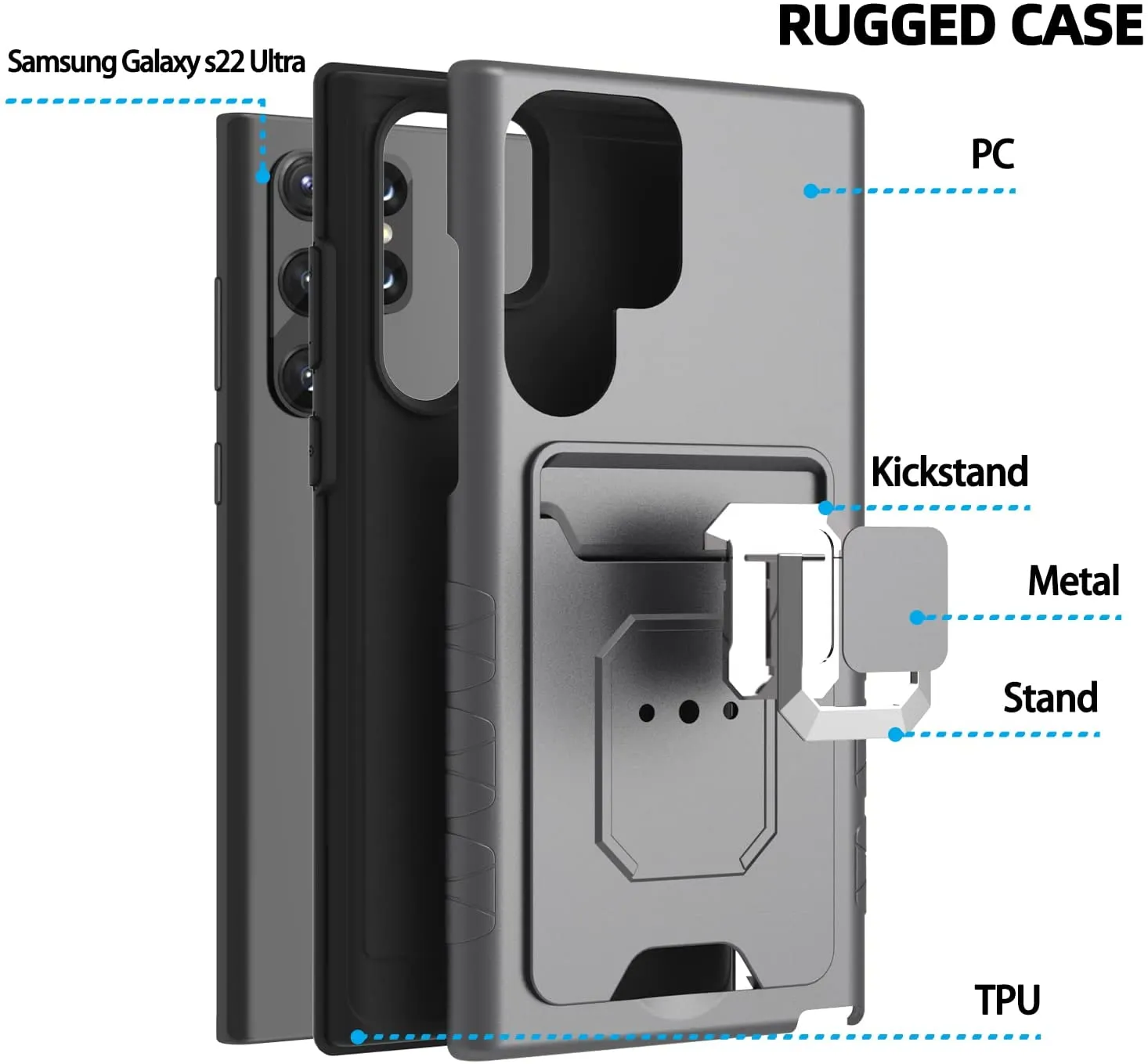 Galaxy S22 Ultra Magnetic Kickstand Shockproof Heavy Duty Case