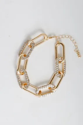 Hadley Gold Rhinestone Chainlink Bracelet