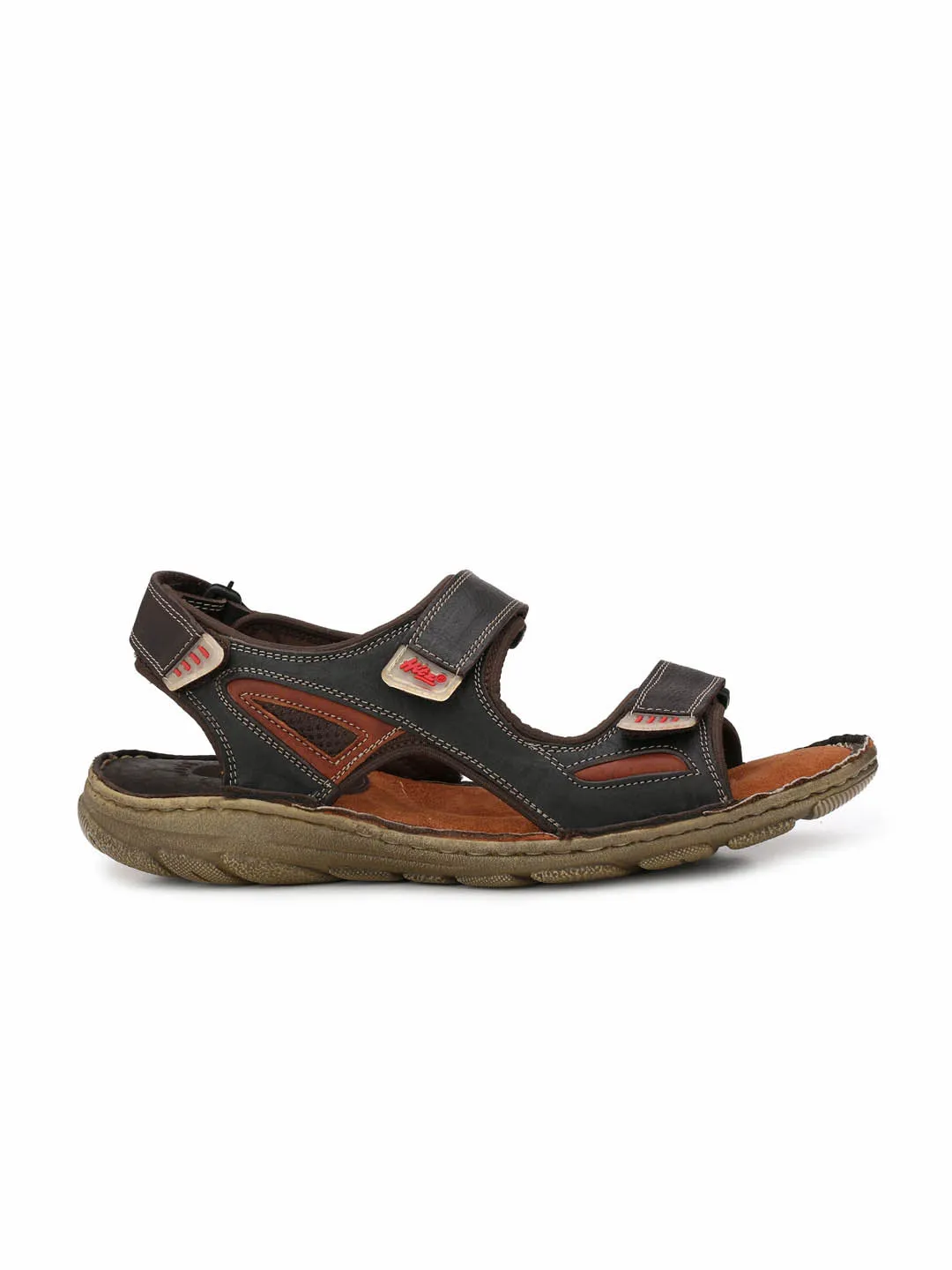 HITZ8501 Men's Brown Leather Casual Velcro Sandals