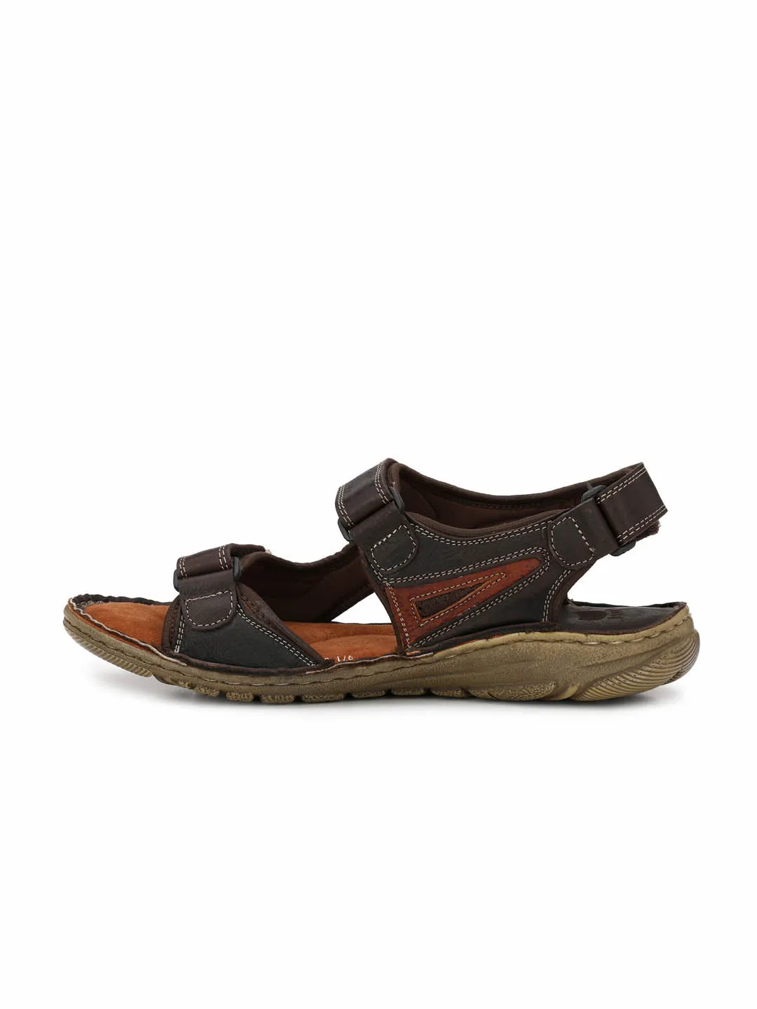 HITZ8501 Men's Brown Leather Casual Velcro Sandals