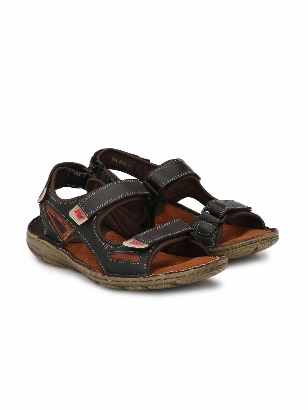 HITZ8501 Men's Brown Leather Casual Velcro Sandals