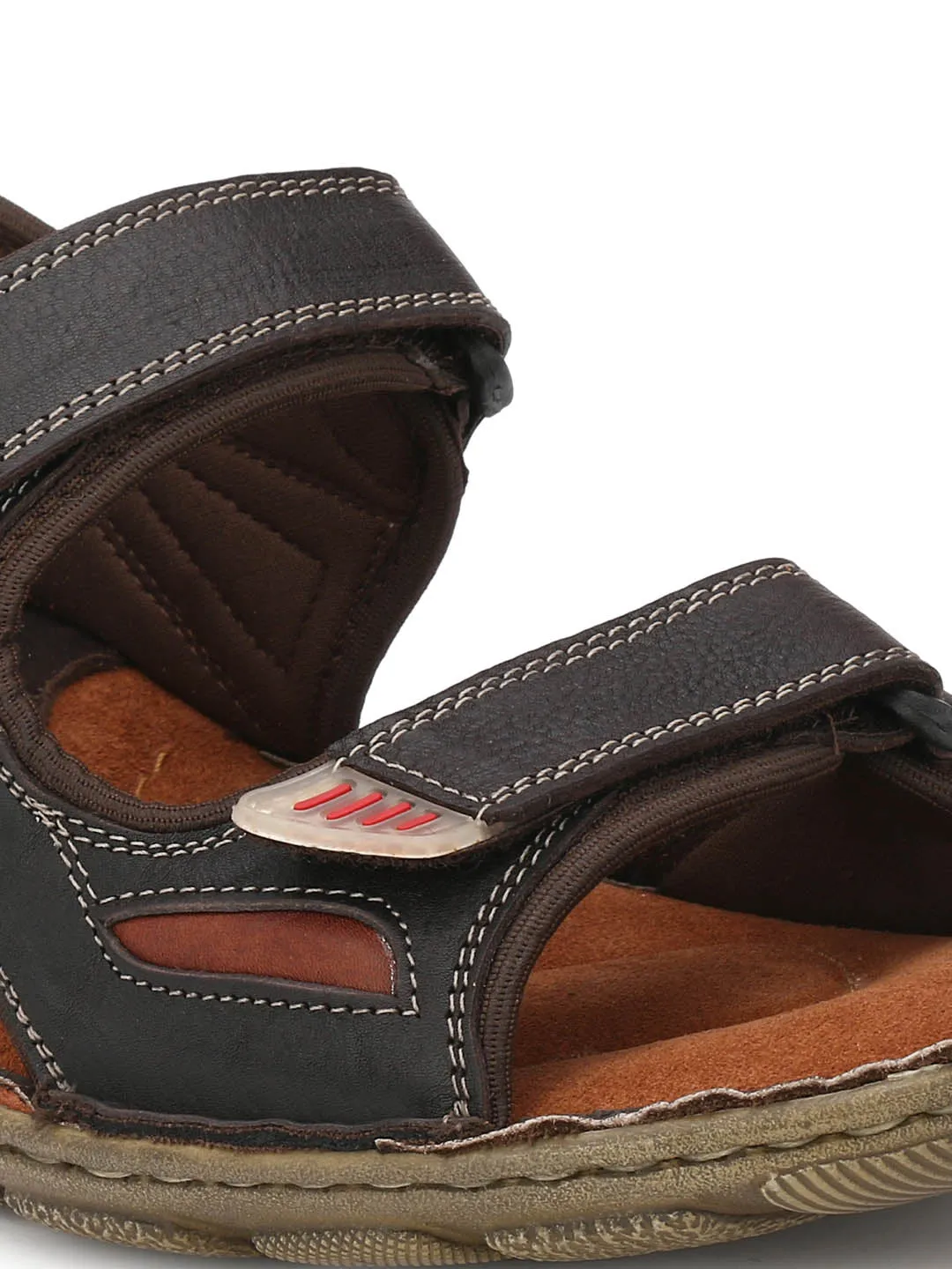 HITZ8501 Men's Brown Leather Casual Velcro Sandals