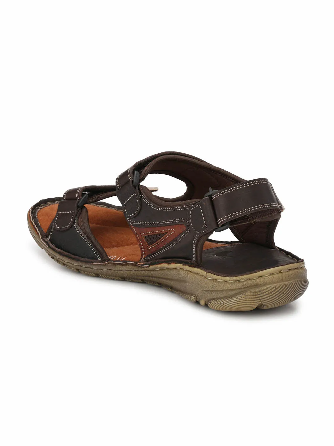 HITZ8501 Men's Brown Leather Casual Velcro Sandals