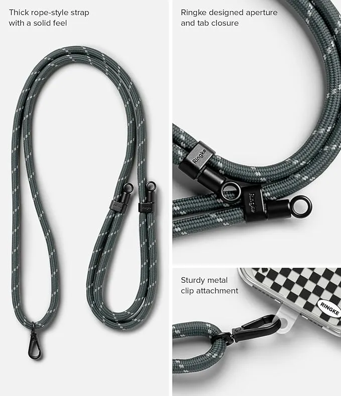 Holder Link Strap with Graphic Design TPU Tag | Checkerboard Black - Charcoal & Gray