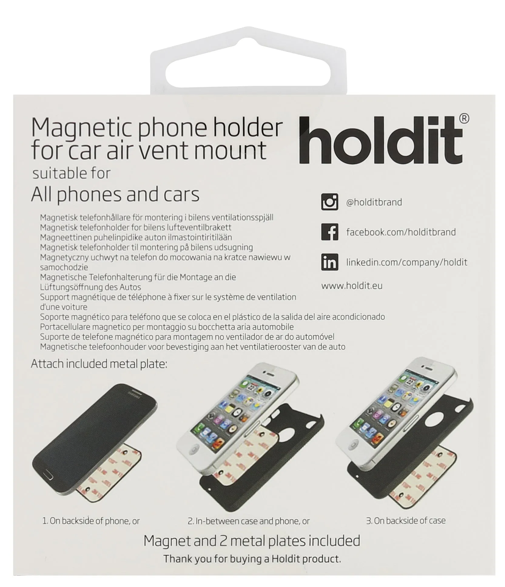 Holdit Car Air Vent Magnet Universal Phone Holder - Quick Snap Magnet Family System