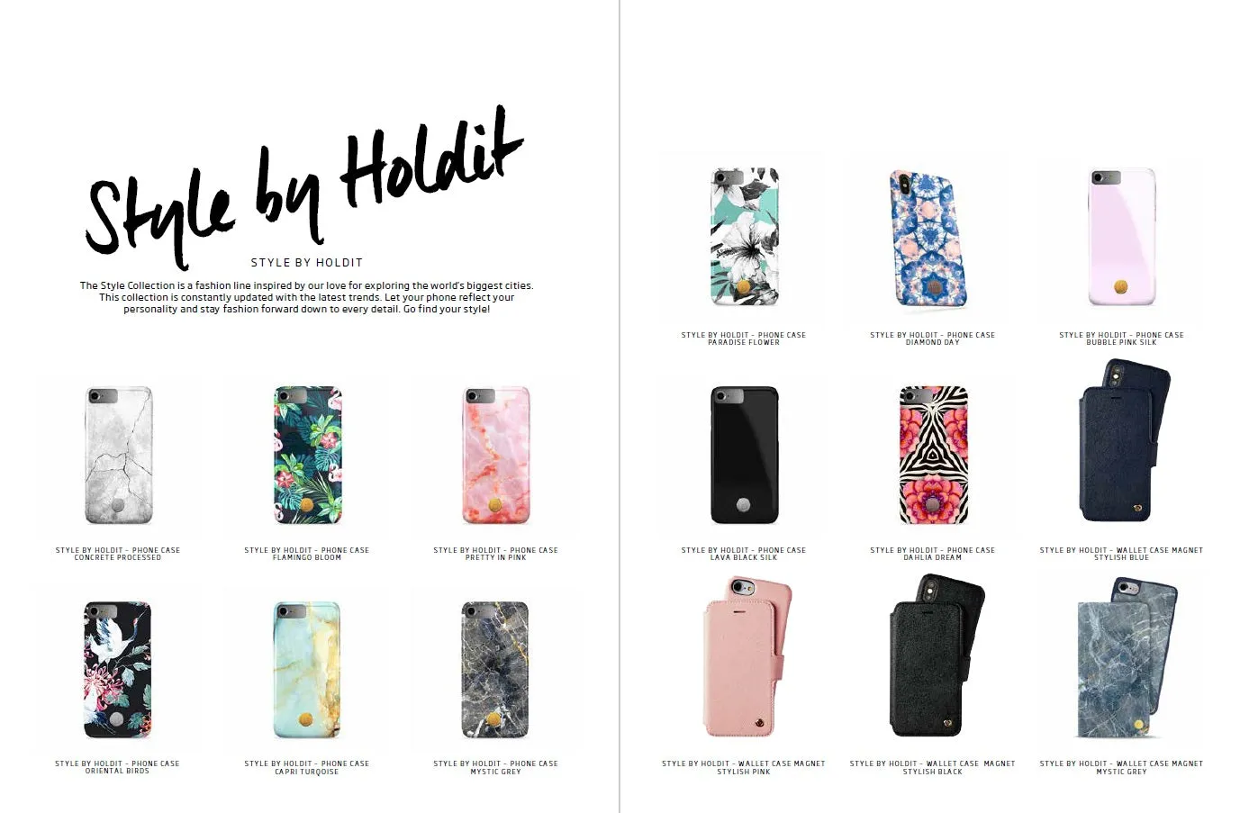 Holdit Style Phone Case for iPhone 8/7/6/6S Marble Series - Quick Snap Magnet System