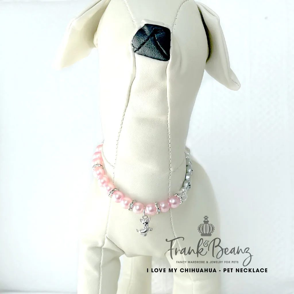 I Love My Chihuahua Pearl Dog Necklace Pet Jewelry