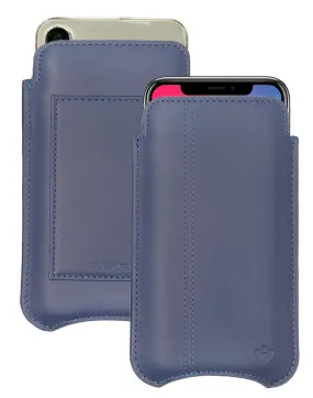 iPhone 13 / 13 Pro Blueberry Blue Leather Wallet Case with NueVue Patented Antimicrobial, Germ Fighting and Screen Cleaning Technology