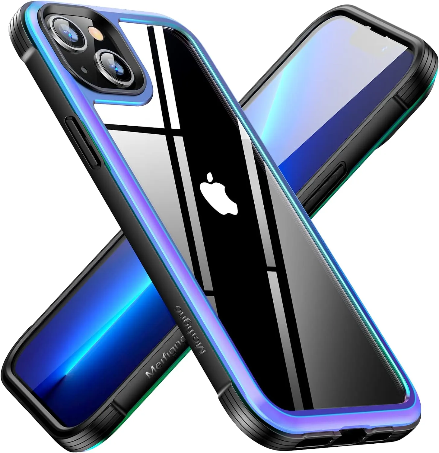 iPhone 14 Plus Case, Military Grade Protection, Changing Aluminum Frame, Shockproof Phone Case 6.7inch, Iridescent