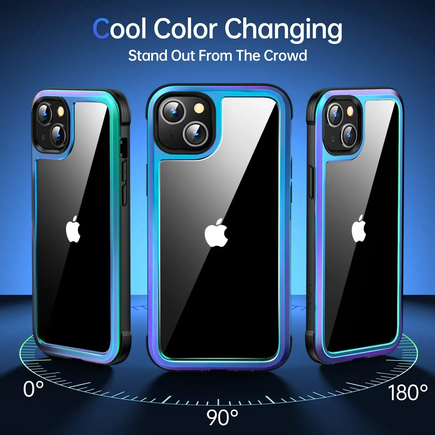 iPhone 14 Plus Case, Military Grade Protection, Changing Aluminum Frame, Shockproof Phone Case 6.7inch, Iridescent