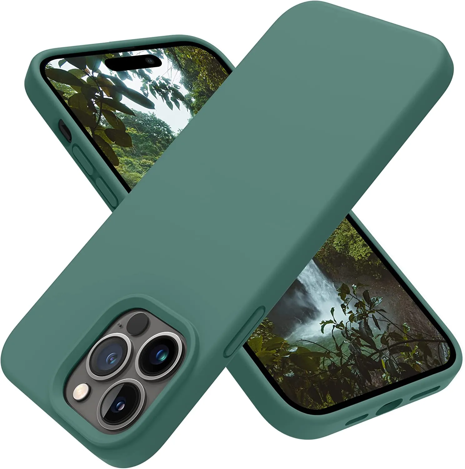 iPhone 14 Pro Case, Silicone Shockproof Slim Thin Phone Case Pine Green