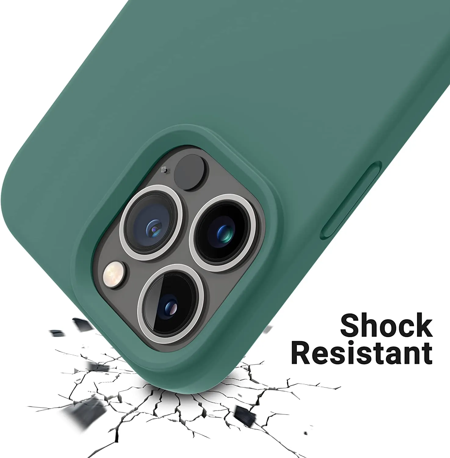 iPhone 14 Pro Case, Silicone Shockproof Slim Thin Phone Case Pine Green