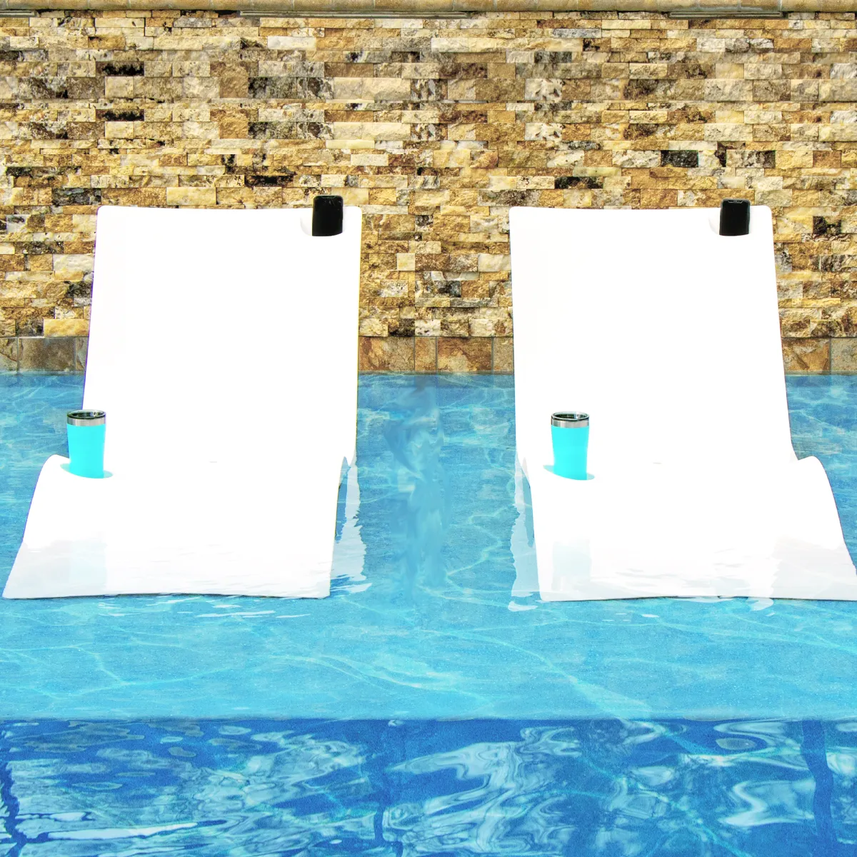 Kai Deep Water Shelf Lounger, White (Set of Two) - Pool Lounge Chair