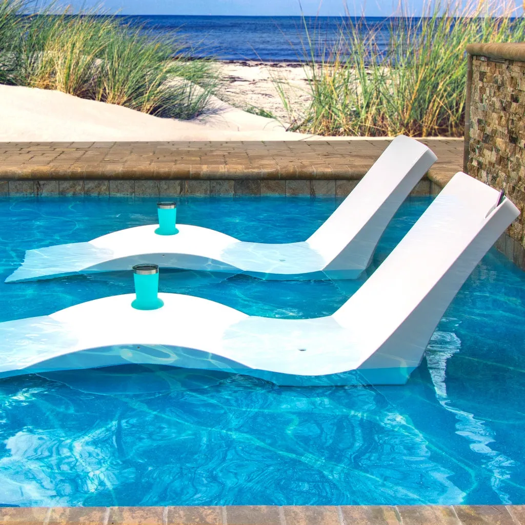 Kai Deep Water Shelf Lounger, White (Set of Two) - Pool Lounge Chair