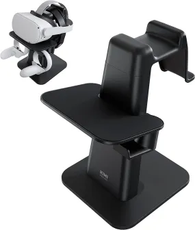 KIWI Design Upgraded VR Stand for Quest 2 /Quest/Psvr 2 /Rift S/Valve Index/Hp Reverb G2 VR Headset and Touch Controllers, VR Headset Stand and Controller Holder Mount Station (Black)