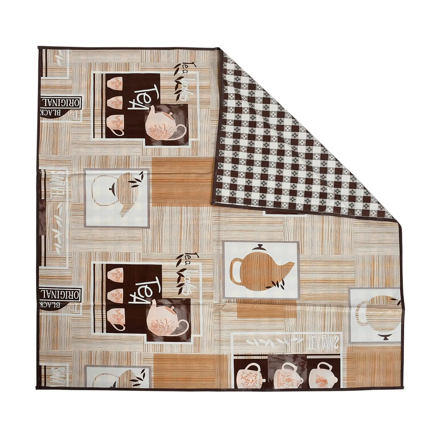 Kuber Industries PVC Kattle Print Both Sided Bed Server Food Mat, Bedsheet Protector for Home 36"x36" (Light Brown) 54KM4336