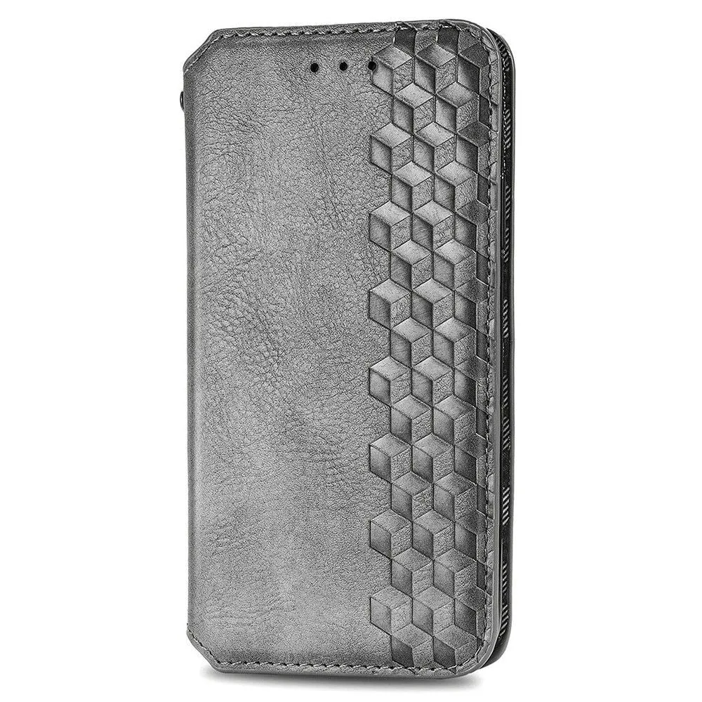 Leather case with a stylish rhombus imprint for Samsung Galaxy M33 5G - Grey