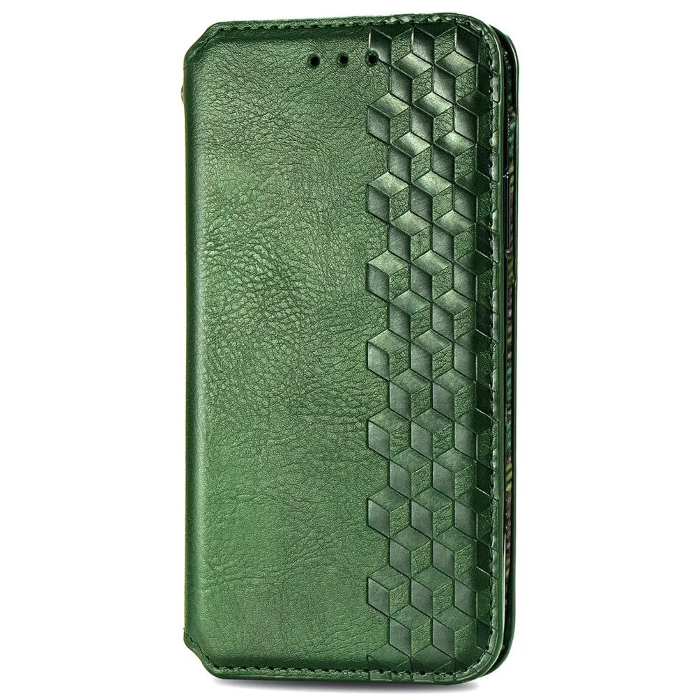 Leather case with a stylish rhombus imprint for Xiaomi 12 Pro - Green