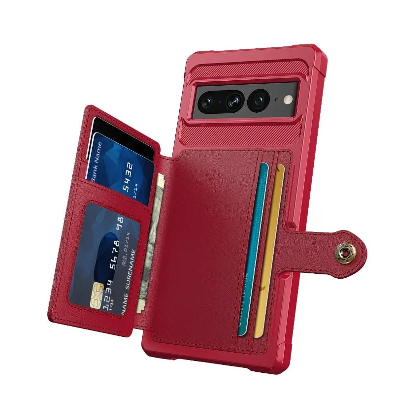 Leather Magnetic Phone Case With Wallet Cards Solt For Google Pixel 7