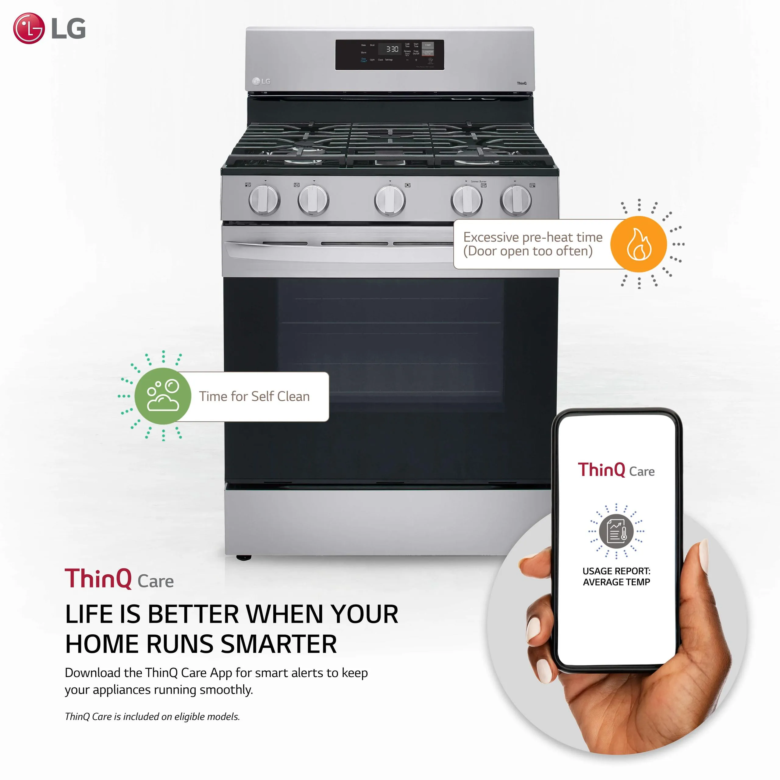 Lg LRGL5821S 5.8 cu ft. Smart Wi-Fi Enabled Gas Range with EasyClean®