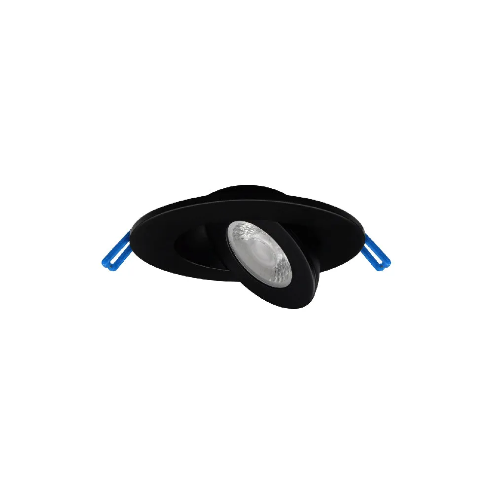 Lotus LED Lights 2" Round Floating Gimbal Recessed LED 5W 5CCT 2700K to 5000K Black Damp Type IC Air-Tight CRI 90 