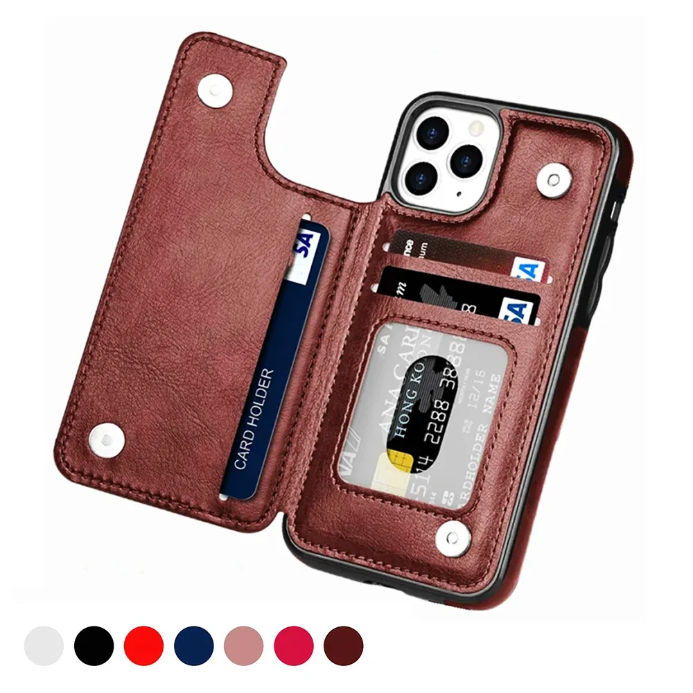 Luxury PU Leather Wallet Case For iPhone  Plus Kickstand Card Holder Slots Cover