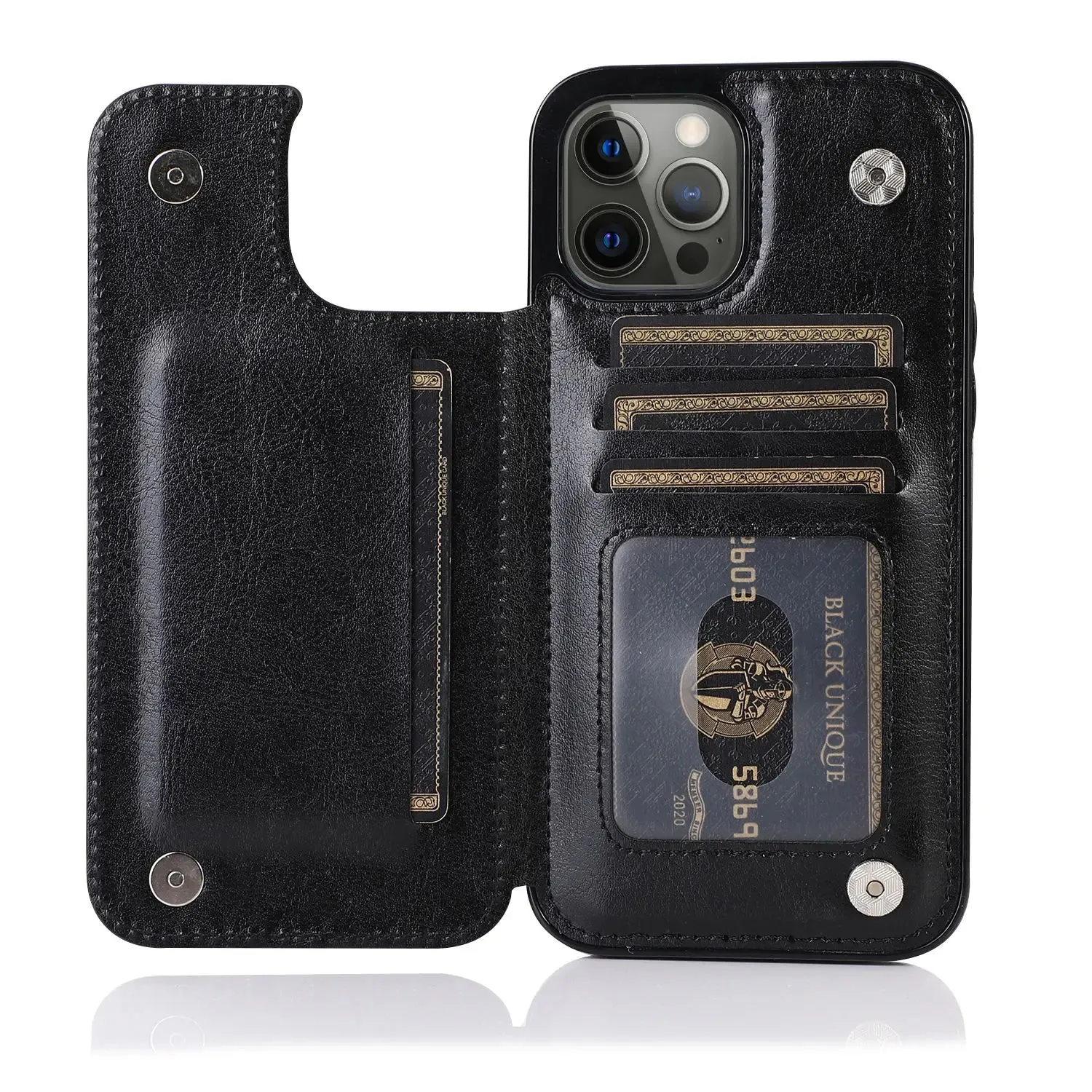 Luxury PU Leather Wallet Case For iPhone  Plus Kickstand Card Holder Slots Cover