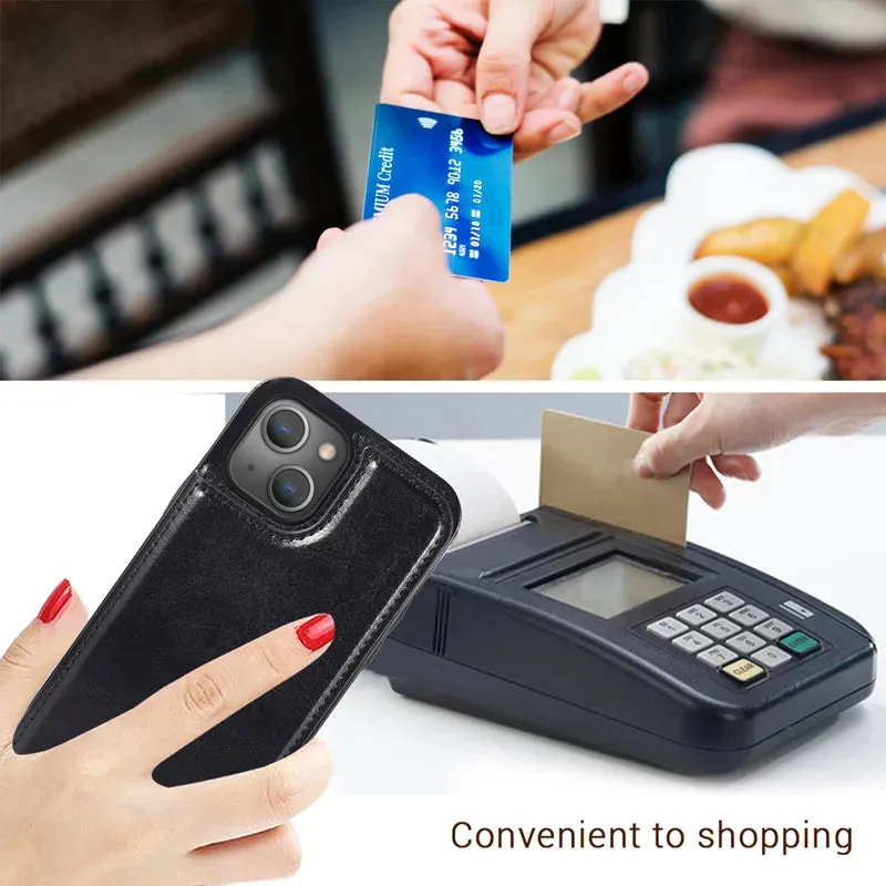 Luxury PU Leather Wallet Case For iPhone  Plus Kickstand Card Holder Slots Cover