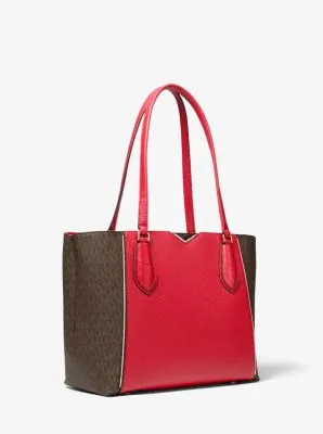 Mae Medium Pebbled Leather and Logo Tote Bag