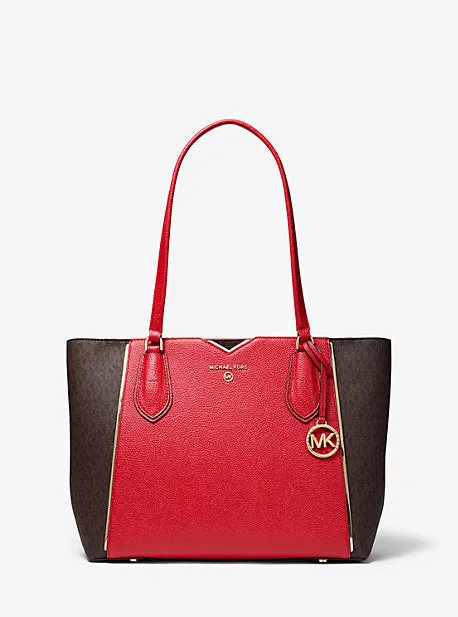 Mae Medium Pebbled Leather and Logo Tote Bag