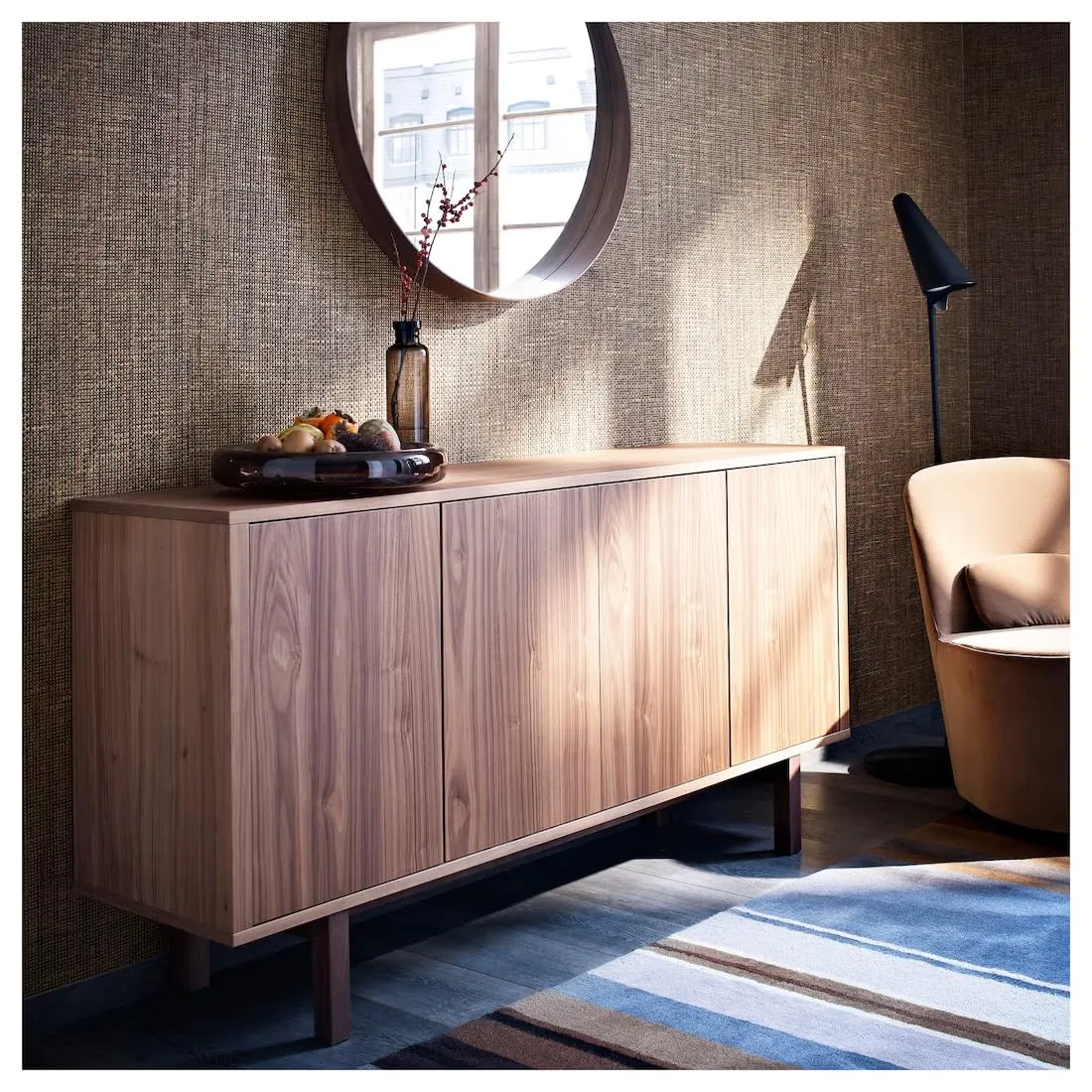 MARIAS KOMMERCE Stockholm Mirror, Walnut Veneer, 80 cm (31 1/2 ")