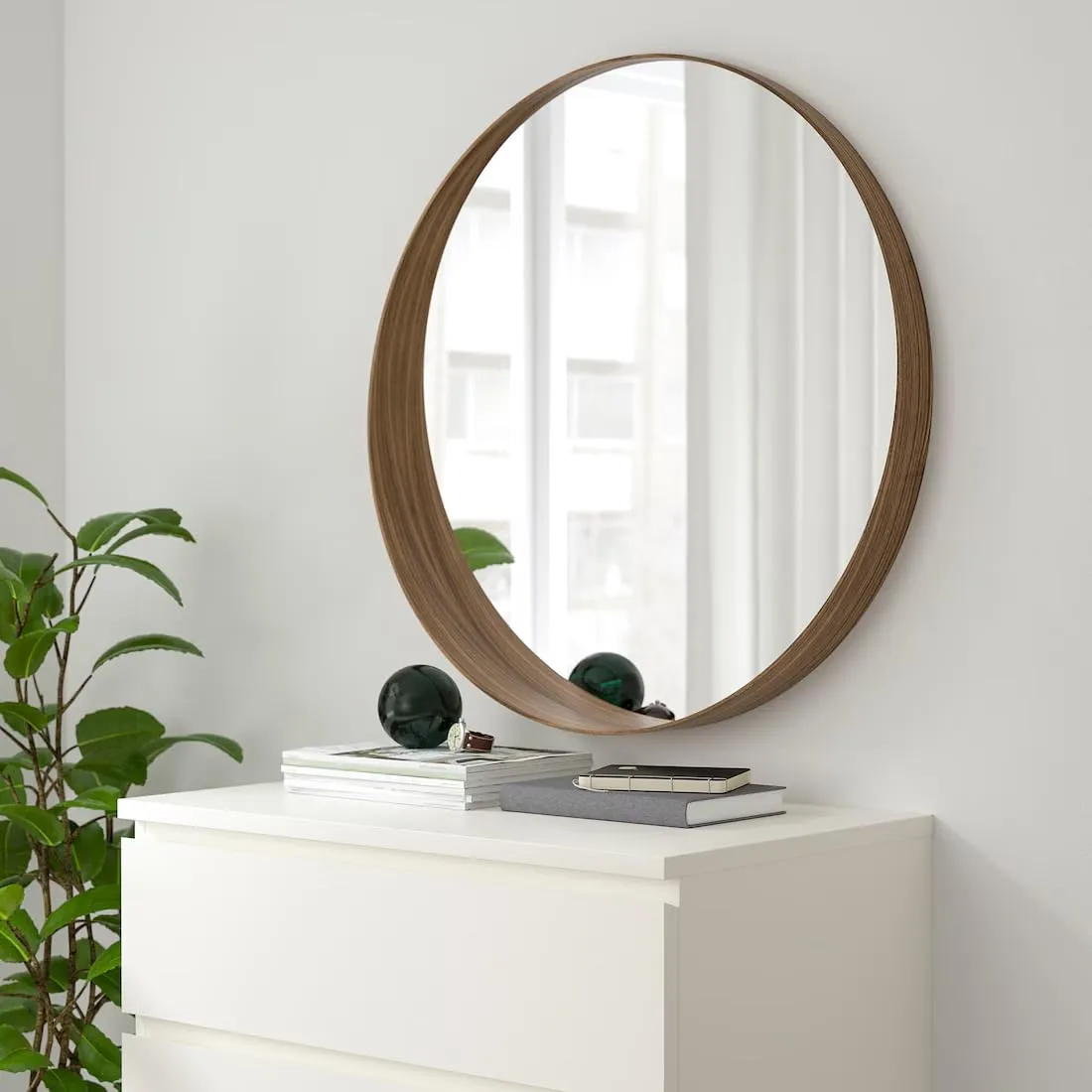 MARIAS KOMMERCE Stockholm Mirror, Walnut Veneer, 80 cm (31 1/2 ")