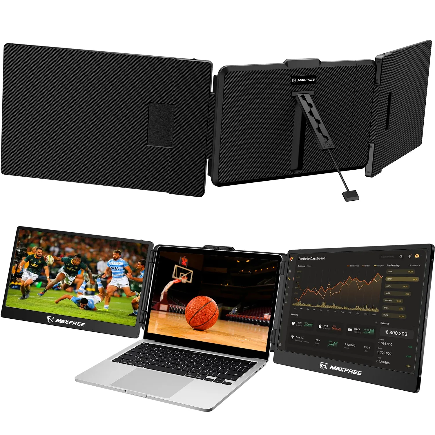 Maxfree S2 14" Triple Monitor for Laptop