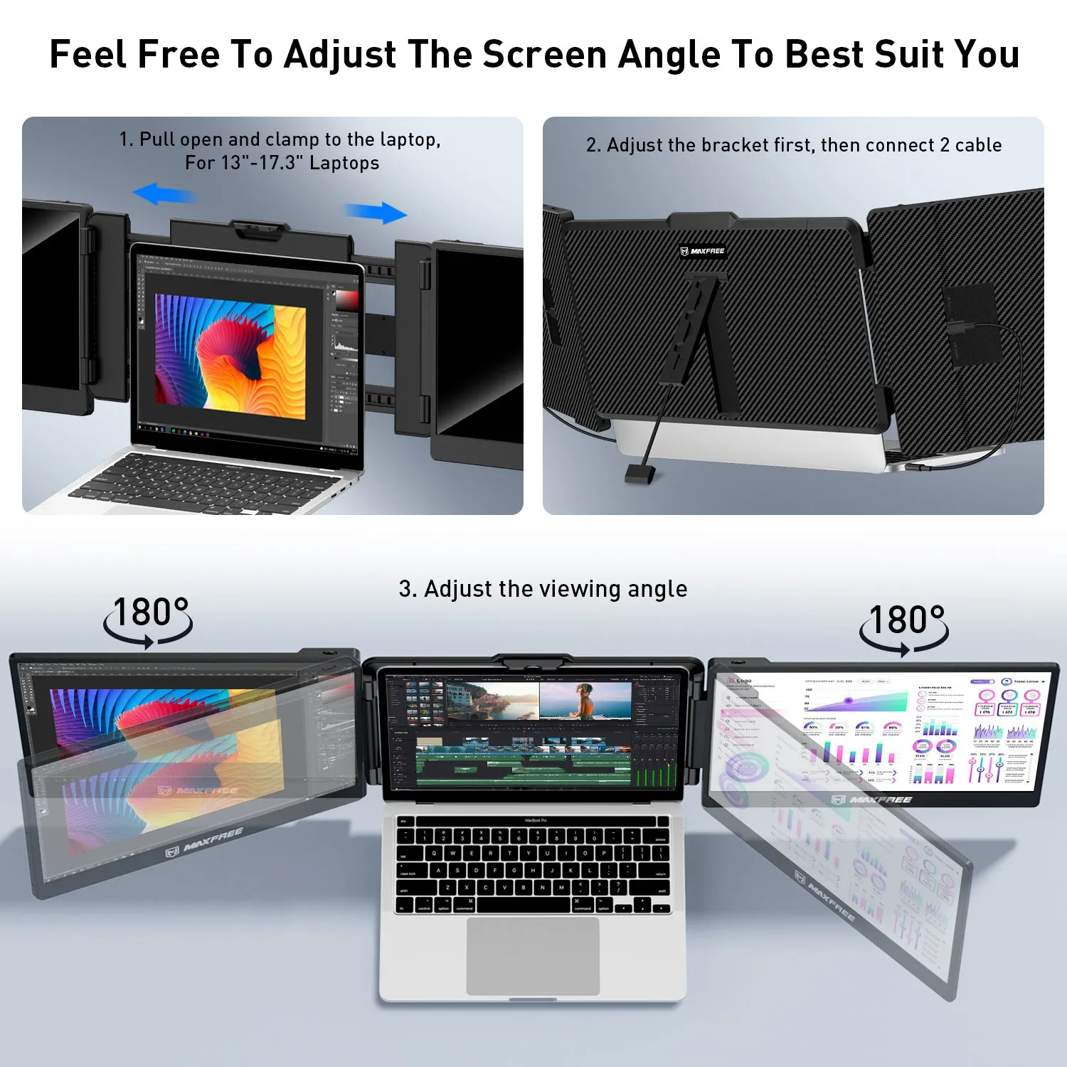 Maxfree S2 14" Triple Monitor for Laptop