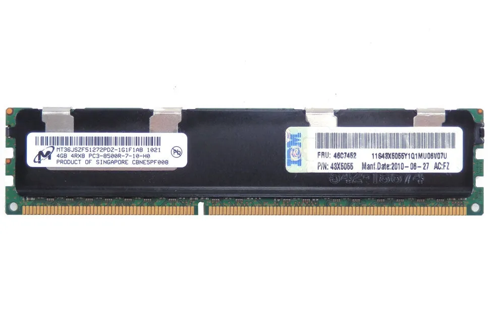 Micron MT36JSZF51272PDZ-1G1F1AB 4GB 4RX8 PC3-8500R Server Memory 46C7452 43X5055