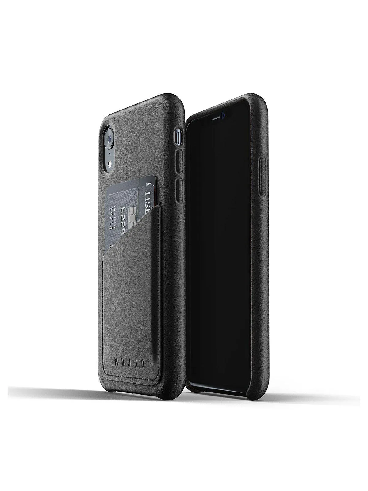 Mujjo Full Leather Wallet Case for iPhone XR Black