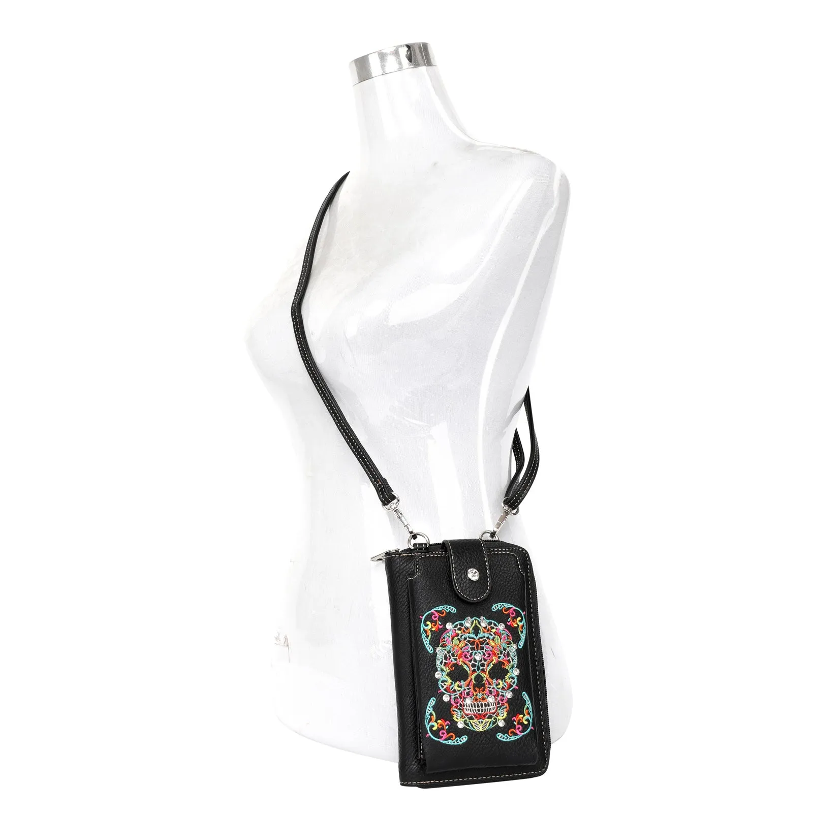 MW494-183  Montana West Sugar Skull Collection Phone Wallet/Crossbody