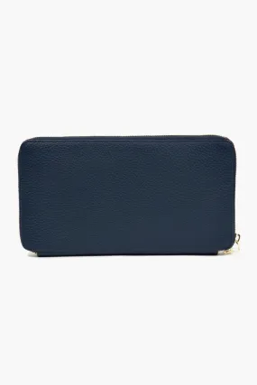 Navy Pebble Leather Travel Wallet