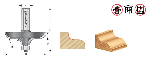 Ogee Table Edge Router Bit | 3⁄8 Radius x 2 1⁄2 Dia x 3⁄4 x 1⁄2" Shank | 49554 | 738685895542